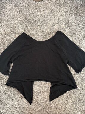 We The Free/ Free people Black Cropped Boxy Wide-Neck Top with open back